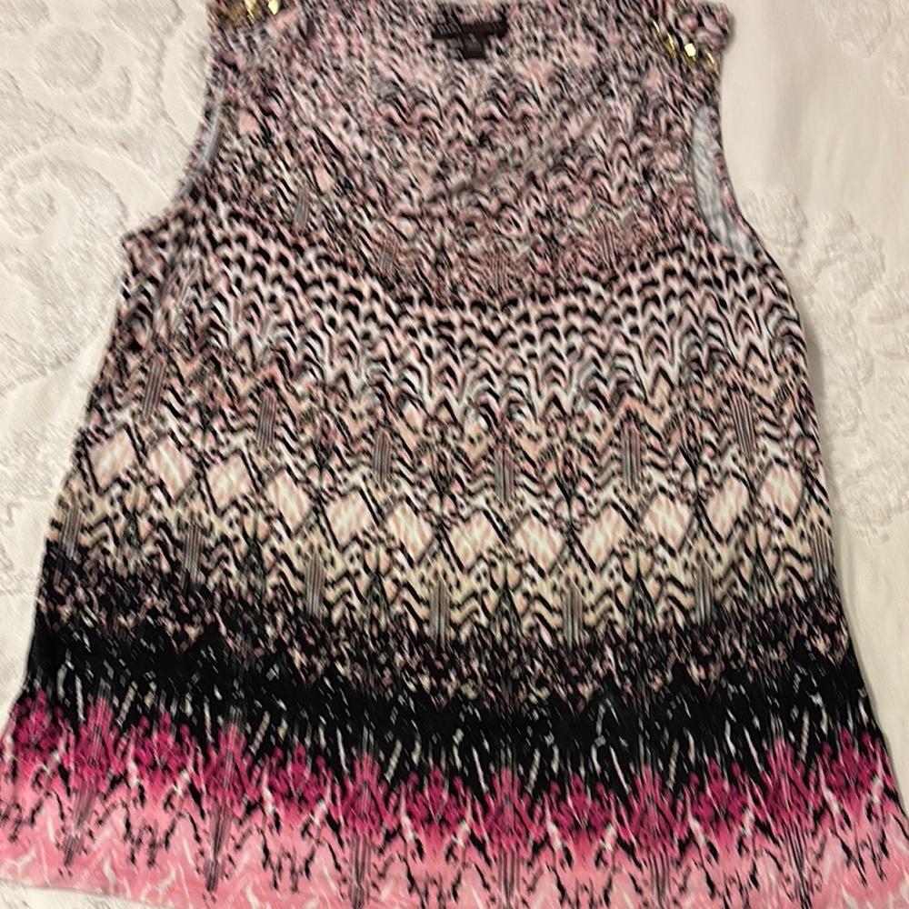 Women's Pink and Black Sleeveless Top
